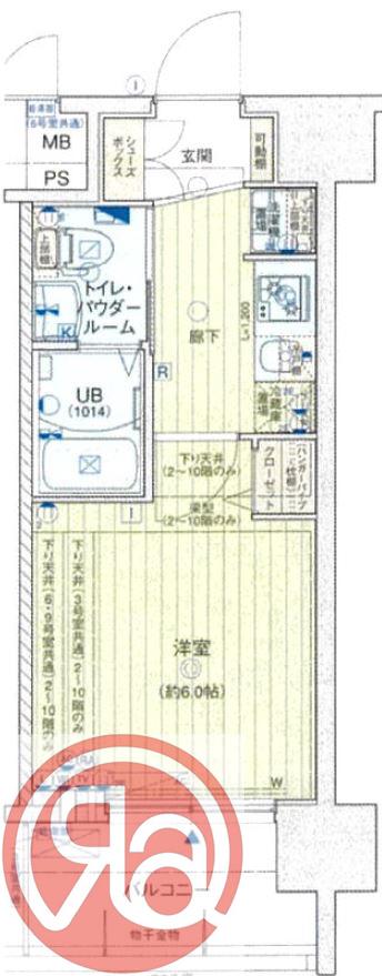 エグゼ弁天町(1K/4階)の間取り写真