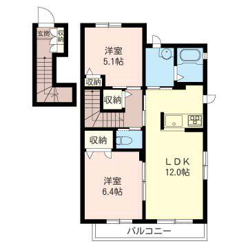 アスセナブランカ(2LDK/2階)の間取り写真