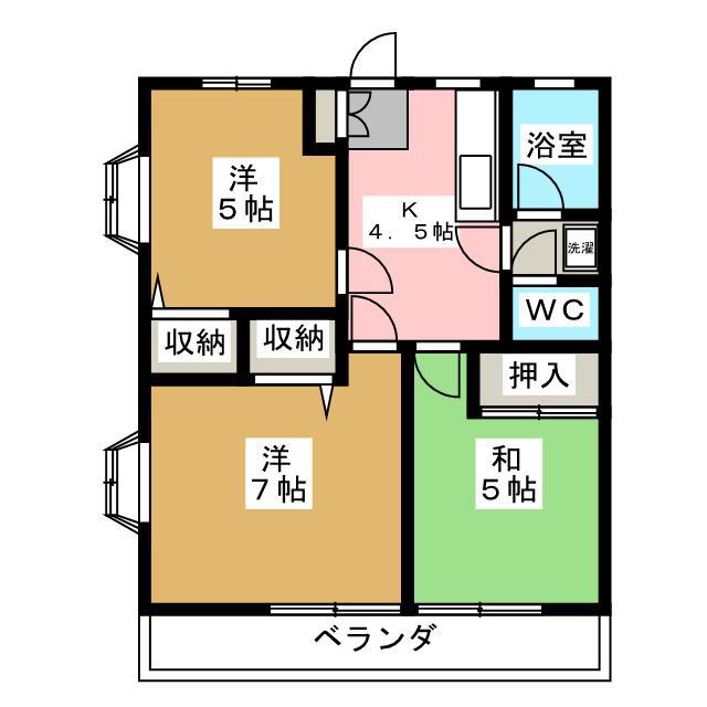 プラムガーデンB(3K/2階)の間取り写真