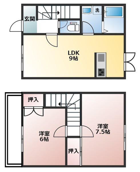 ロイヤルコート弐番館(2LDK/2階)の間取り写真