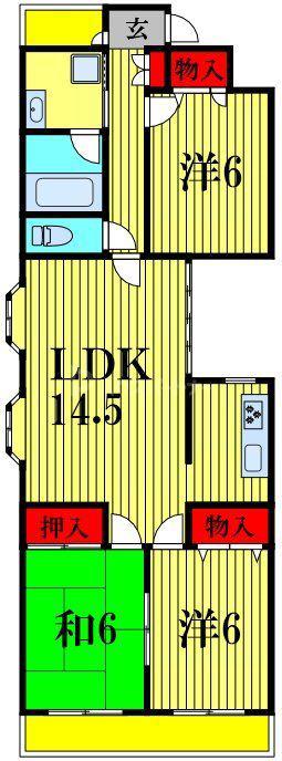 グラン・ラフィーヌ(3LDK/2階)の間取り写真