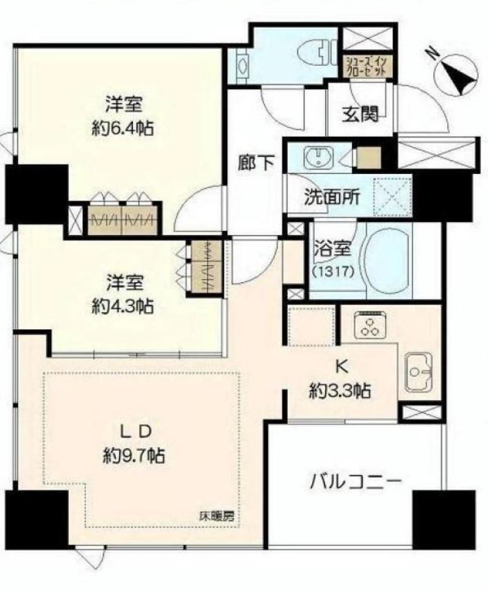 シティタワー池袋ウエストゲート(2LDK/29階)の間取り写真