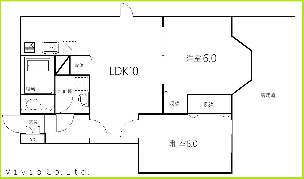 スト-リ-II(2LDK/1階)の間取り写真