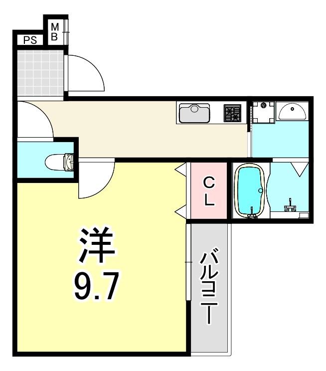 フジパレス尼崎立花I番館(1K/2階)の間取り写真