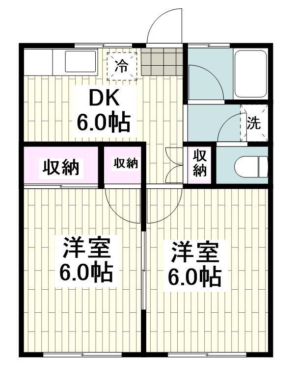 ホワイトヴィラ(2DK/1階)の間取り写真