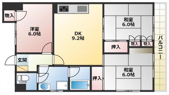 ハイデンスホンダ(3DK/10階)の間取り写真