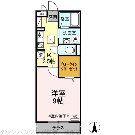 エスポワール西新井(1K/3階)の間取り写真