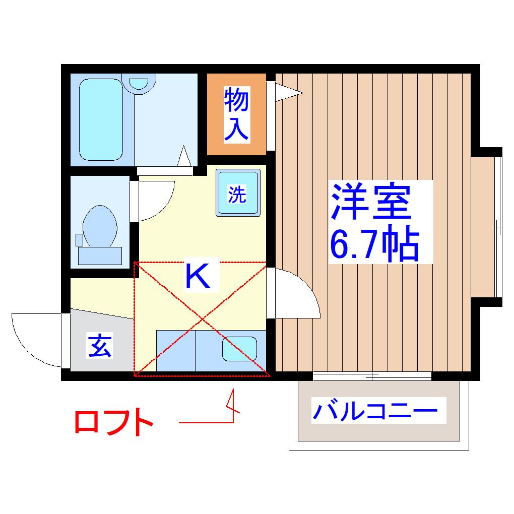 ステーブルSS(1K/1階)の間取り写真