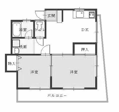 パール清水(2DK/2階)の間取り写真