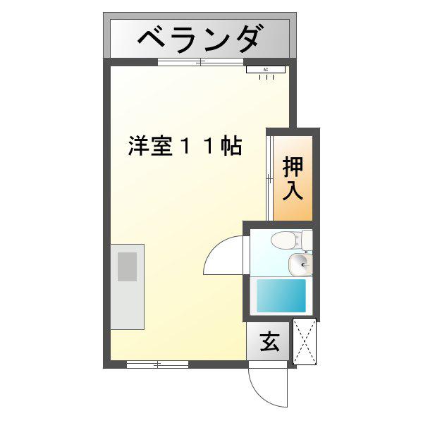 グリーンマンションII(ワンルーム/1階)の間取り写真