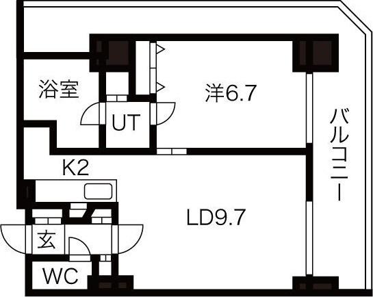 グランドタワー札幌(1LDK/6階)の間取り写真
