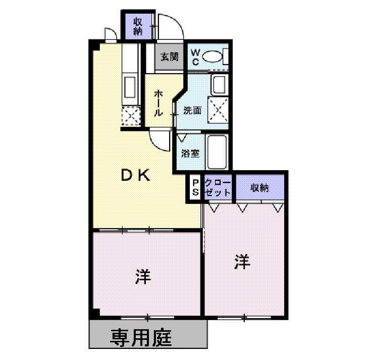 カメリアコートA・B・C・D(2DK/1階)の間取り写真