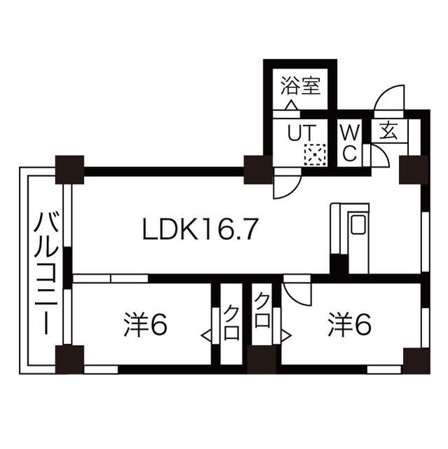 HILLTOP TOWER(2LDK/9階)の間取り写真