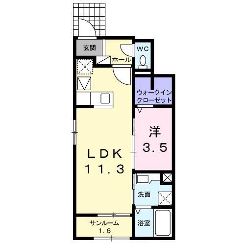 グラン アイリス II(1LDK/1階)の間取り写真
