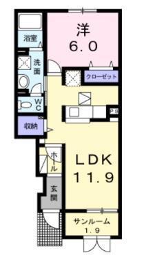グレース(1LDK/1階)の間取り写真