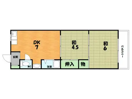 三栗フラワーマンション(2DK/2階)の間取り写真