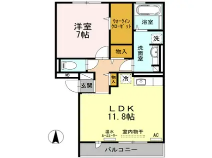 グレイシャスコート A(1LDK/2階)の間取り写真