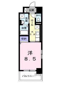 ウィンコム(1K/4階)の間取り写真