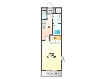 プチバイオレット(1K/2階)の間取り写真
