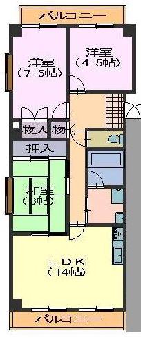 アメニティハイツ池場(3LDK/1階)の間取り写真