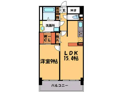 コモダス・パッソ天神(1LDK/8階)の間取り写真