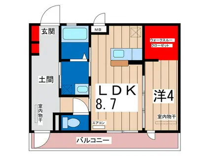 フォアールII(1LDK/1階)の間取り写真