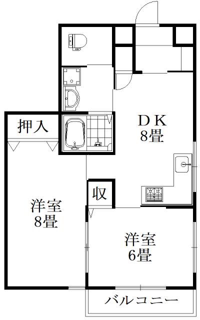 グランフロント東吉野(2DK/6階)の間取り写真