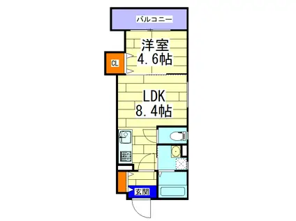 クリエオーレ淡路II(1LDK/3階)の間取り写真