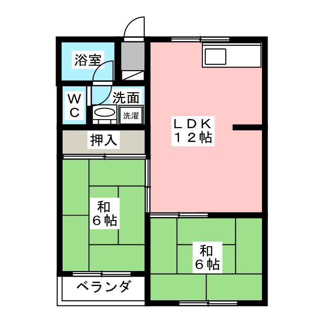マンション浅名(2LDK/3階)の間取り写真