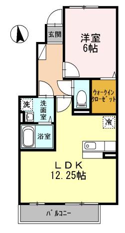 堀口ハイム(1LDK/1階)の間取り写真