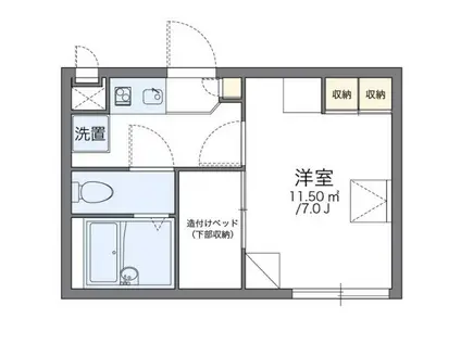 レオパレス高須(1K/1階)の間取り写真