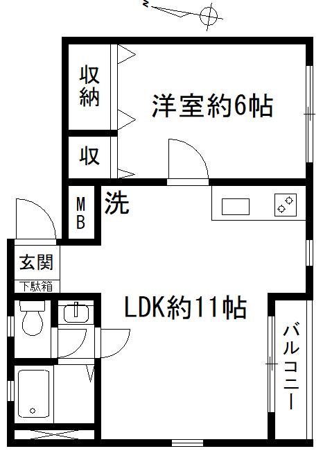 レジデンス開運坂(1LDK/3階)の間取り写真