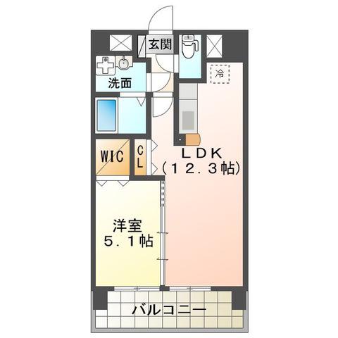 アンジューVI(1LDK/4階)の間取り写真
