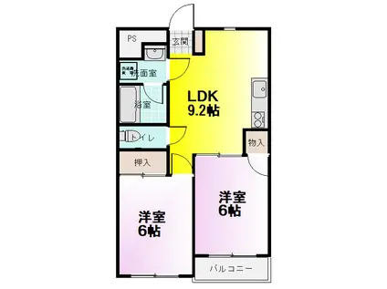 プレステージ(2LDK/5階)の間取り写真