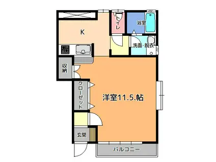 カームハイツタカセ D棟(1K/1階)の間取り写真