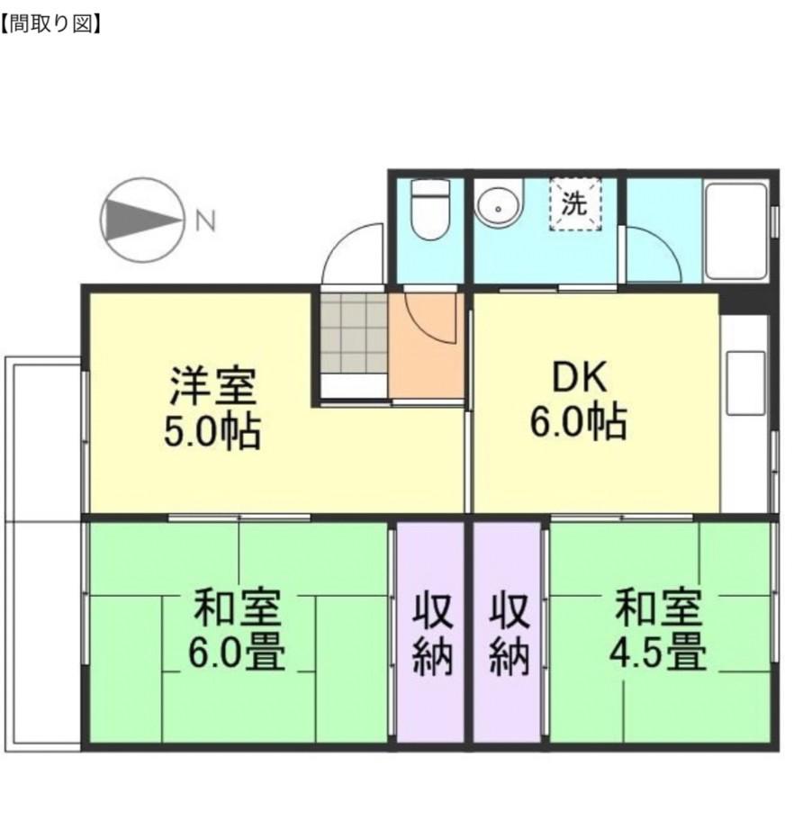 ハーベスト川入(2DK/2階)の間取り写真