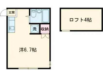 ベルカイユ(ワンルーム/2階)の間取り写真