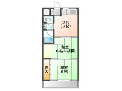 昭和マンション ホームメイト管理(2DK/2階)の間取り写真