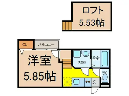 CREO栄生伍番館(1SK/2階)の間取り写真