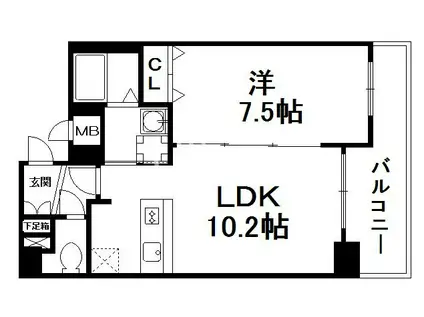 プレサンス京都四条大宮(1LDK/5階)の間取り写真