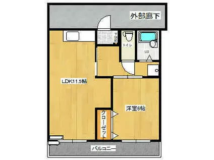 木村コーポ(1LDK/2階)の間取り写真