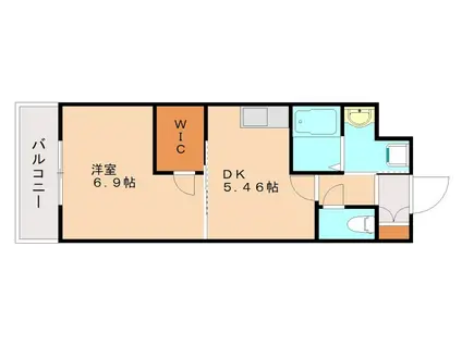 ウイングス片野II(1DK/11階)の間取り写真