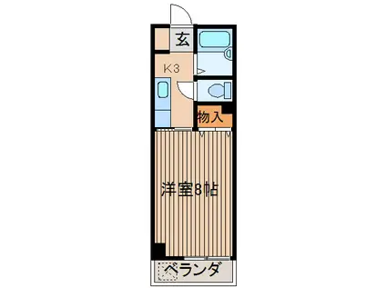 三ツ木コーポ富士見台(1K/3階)の間取り写真
