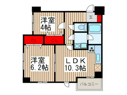 ISM大宮(2LDK/1階)の間取り写真