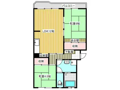 あけぼのハイツ(2LDK/4階)の間取り写真