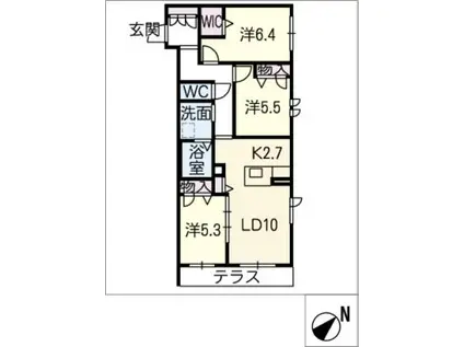 シャーメゾン幸(3LDK/1階)の間取り写真