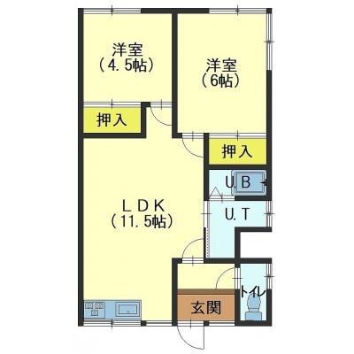 伊藤荘(2LDK/1階)の間取り写真