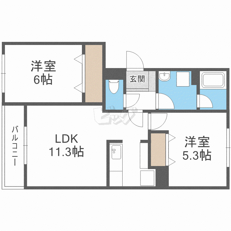 フェバリット壱番館(2LDK/2階)の間取り写真