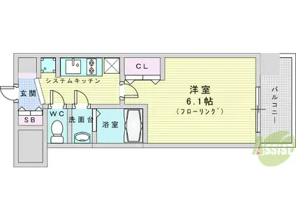 プレサンス神崎川ファインブレス(1K/6階)の間取り写真