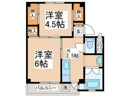 ビレッジハウス三田1号棟(2K/3階)の間取り写真